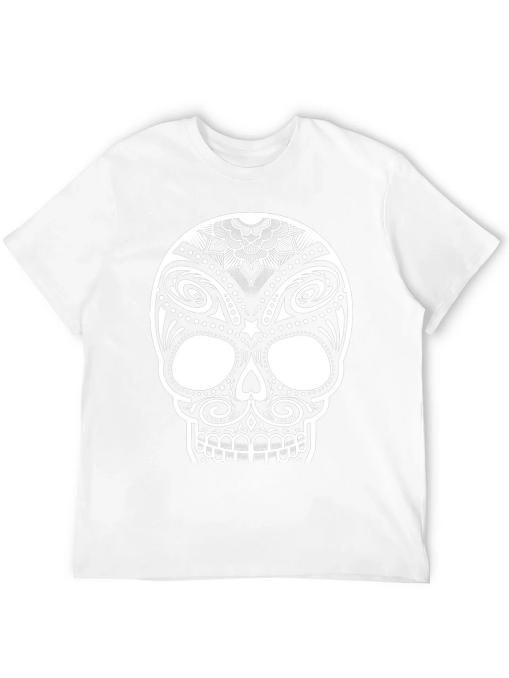 Black T-Shirt with Ornate Sugar Skull Design