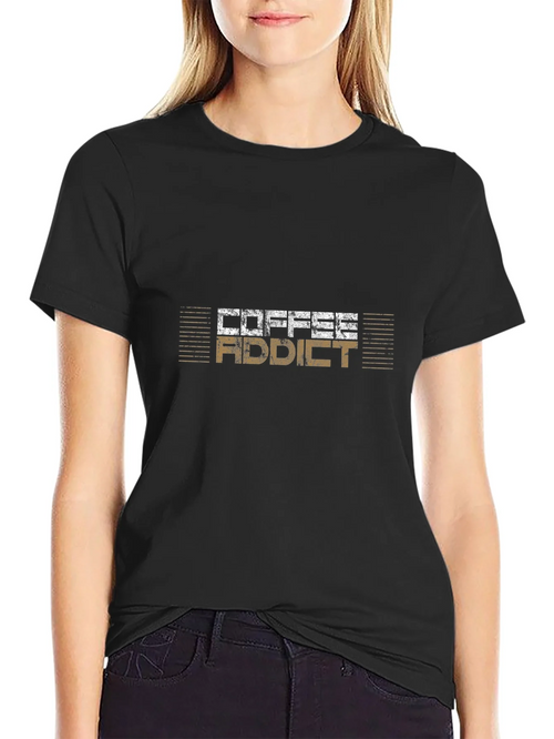 Coffee Addict Graphic Tee - Black Cotton T-Shirt