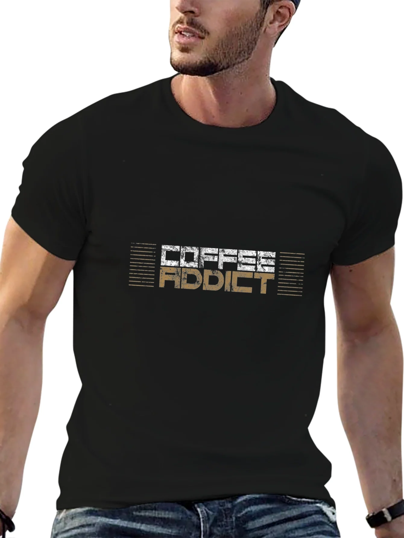 Coffee Addict Graphic Tee - Black Cotton T-Shirt