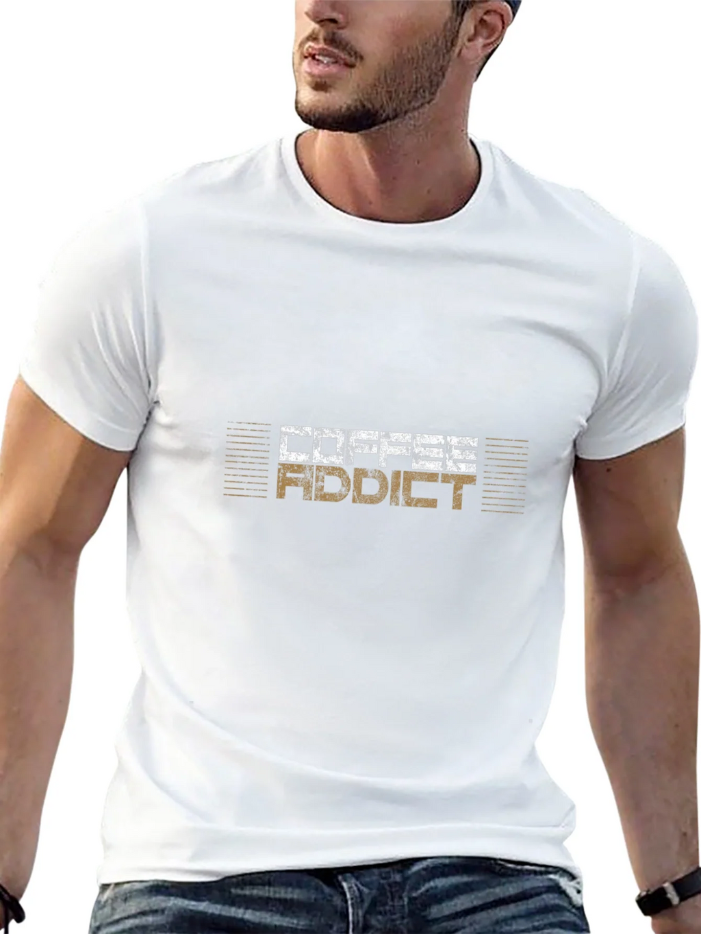 Coffee Addict Graphic Tee - Black Cotton T-Shirt