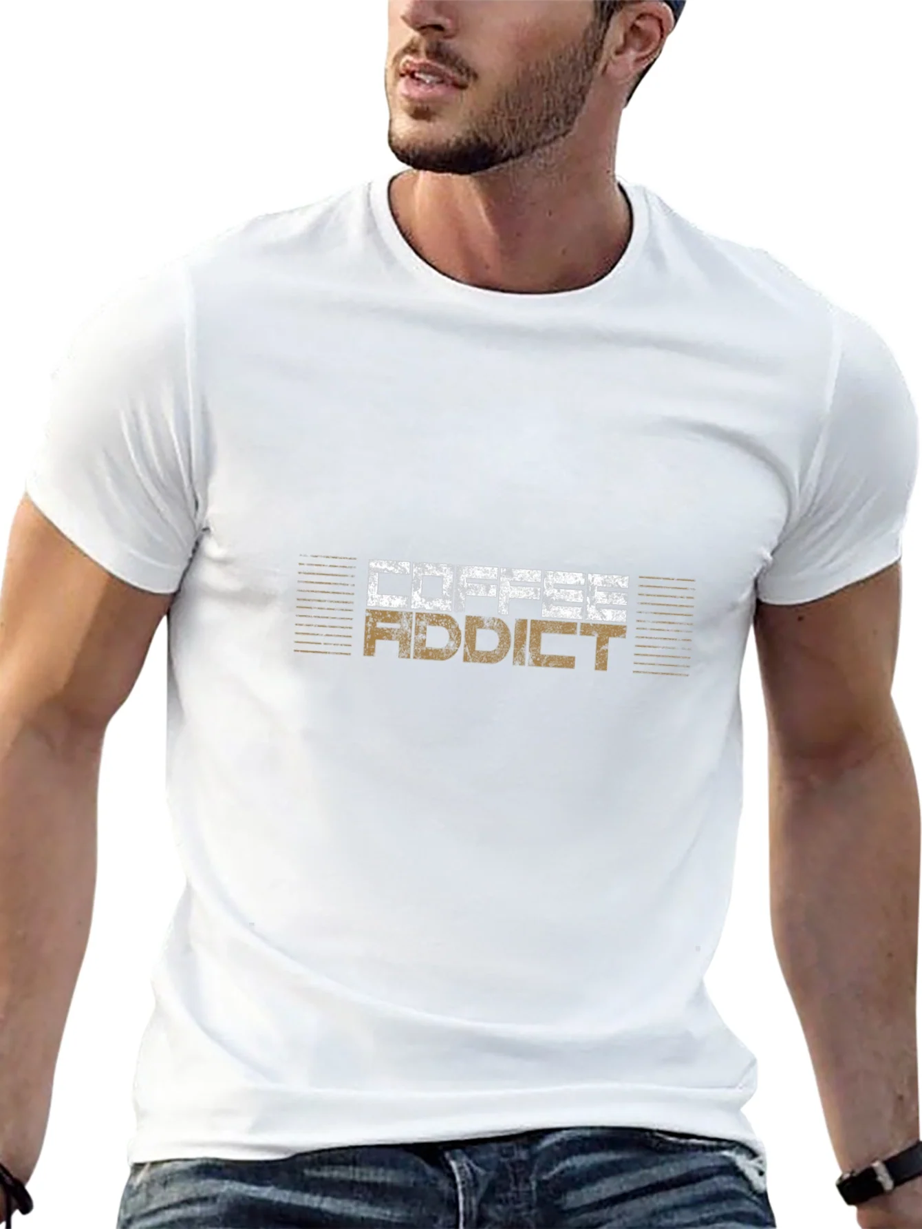 Coffee Addict Graphic Tee - Black Cotton T-Shirt