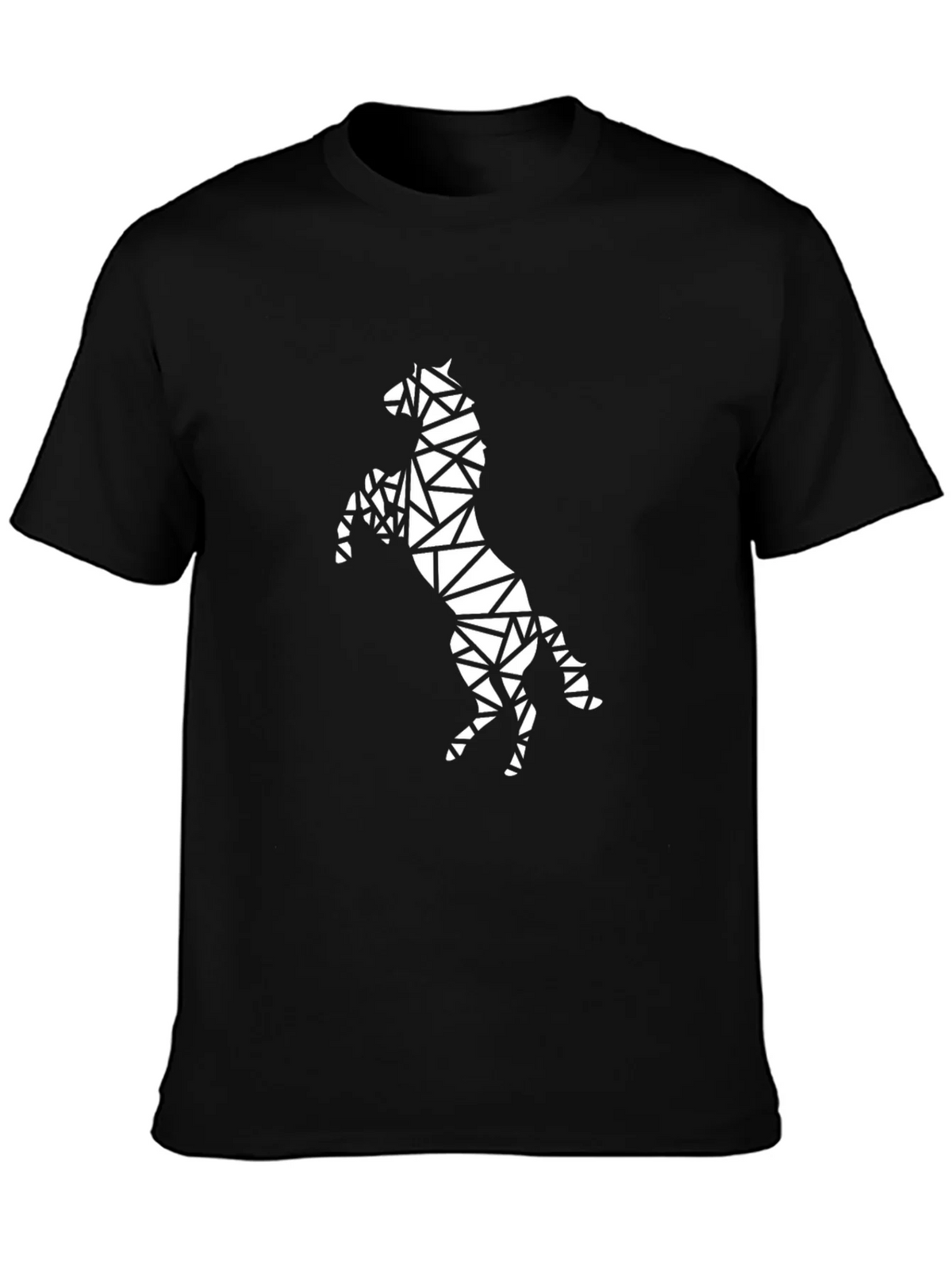 Geometric Horse Graphic Black T-Shirt