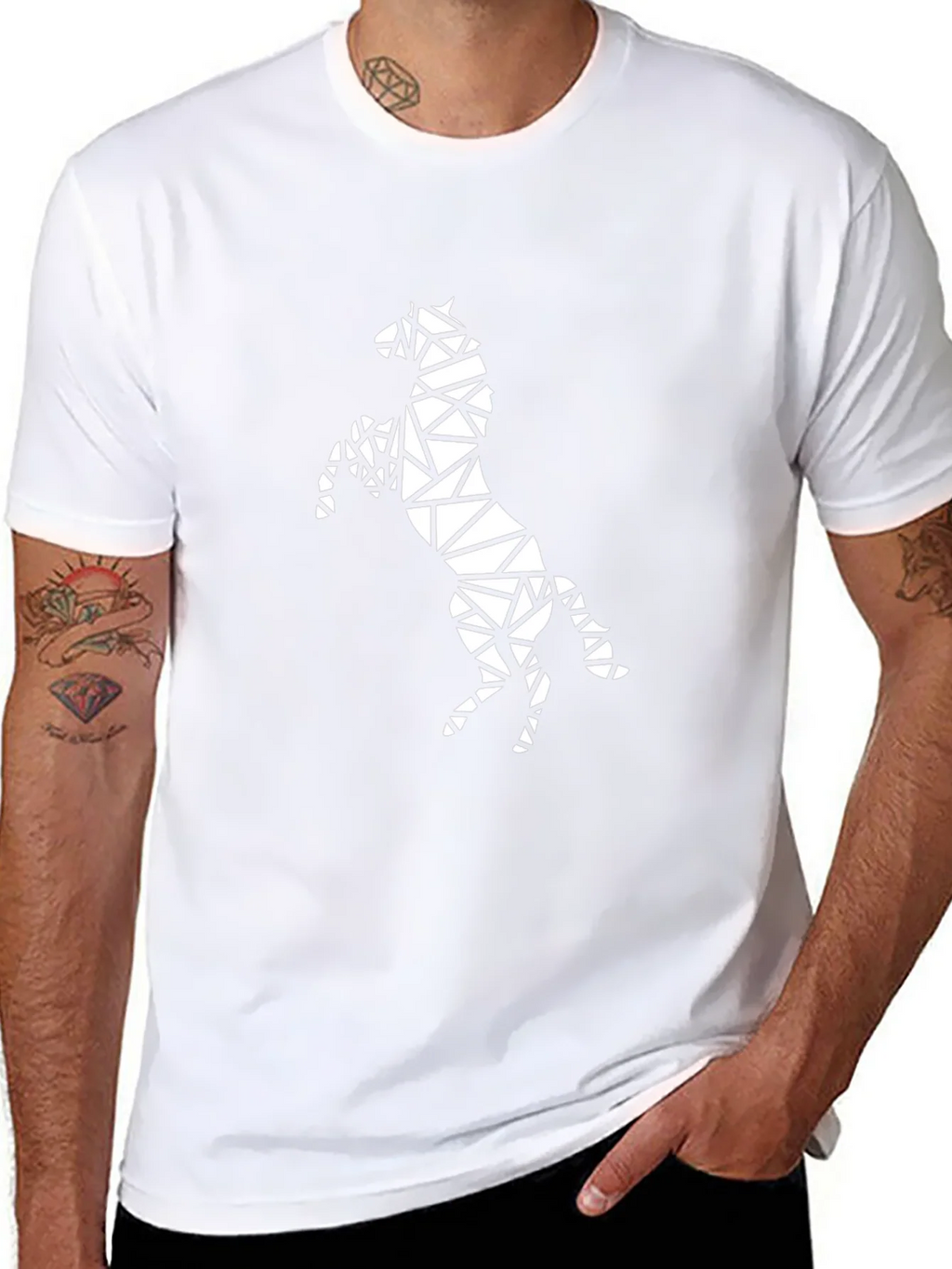 Geometric Horse Graphic Black T-Shirt