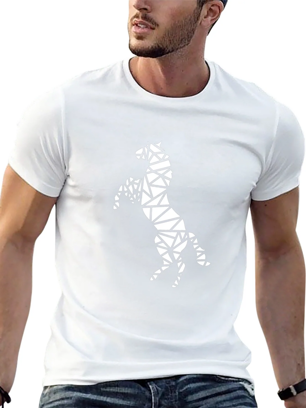 Geometric Horse Graphic Black T-Shirt