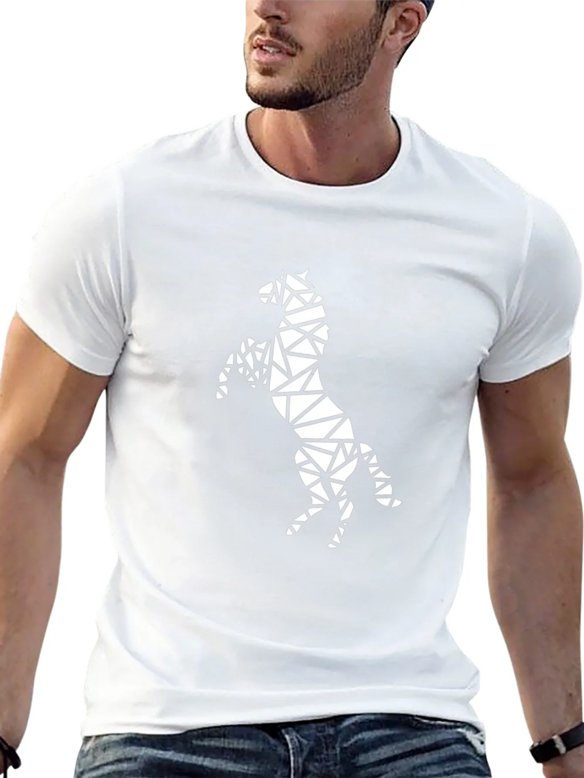Geometric Horse Graphic Black T-Shirt