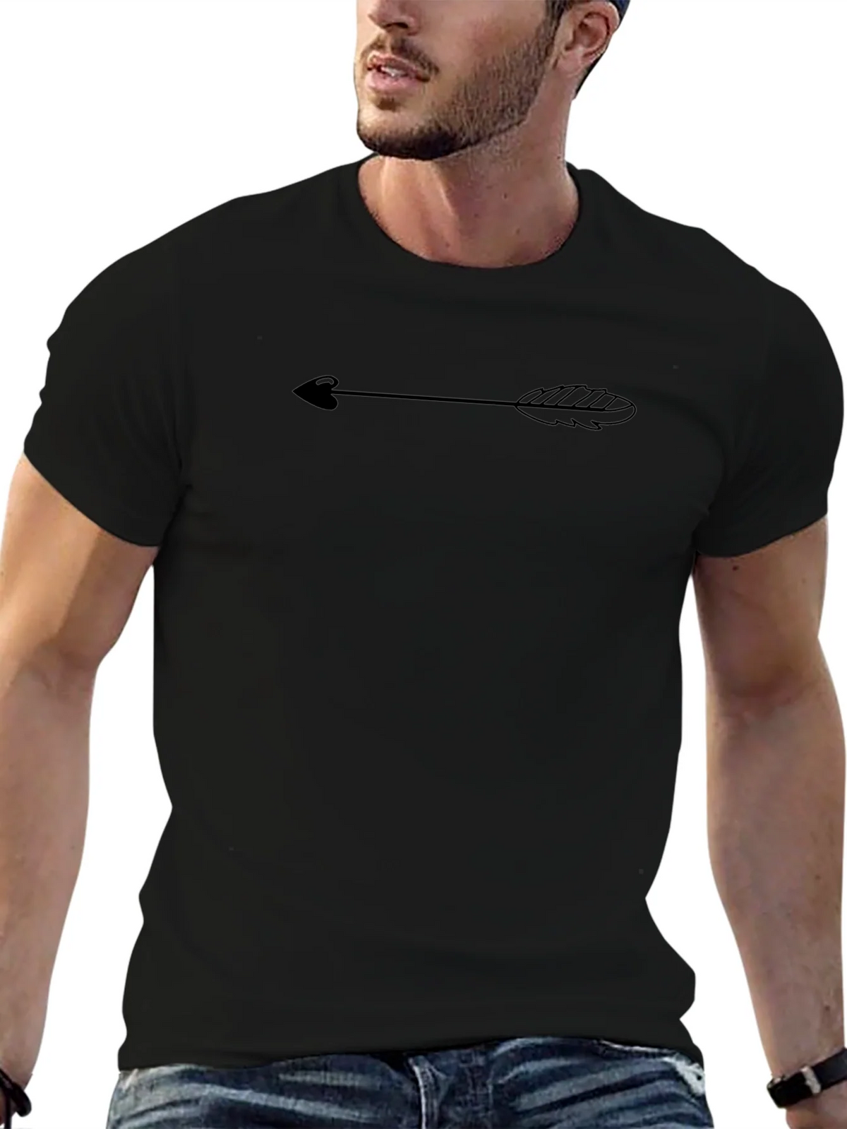 Black Tee with Arrow Design
