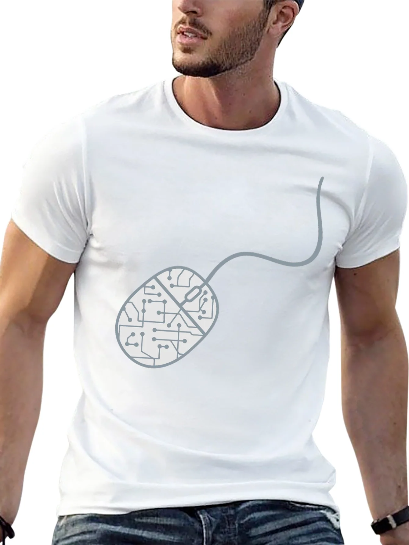 Circuit Mouse Graphic Tee - Black Cotton T-Shirt