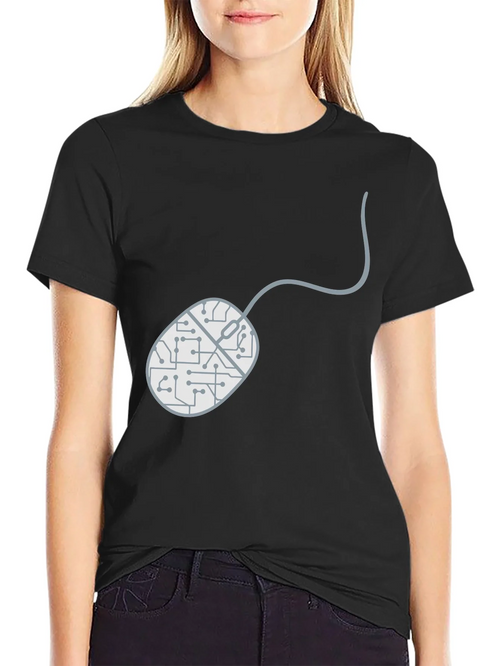 Circuit Mouse Graphic Tee - Black Cotton T-Shirt