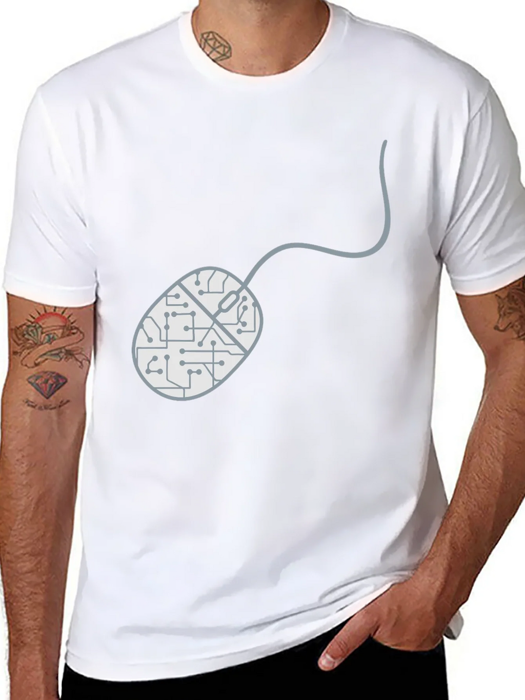 Circuit Mouse Graphic Tee - Black Cotton T-Shirt
