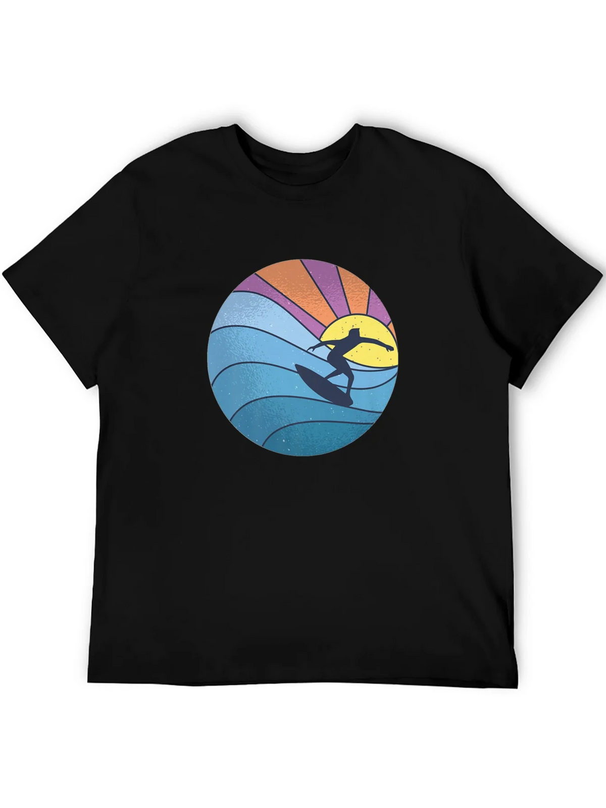 Surfer Graphic Tee - Black Cotton Blend T-Shirt