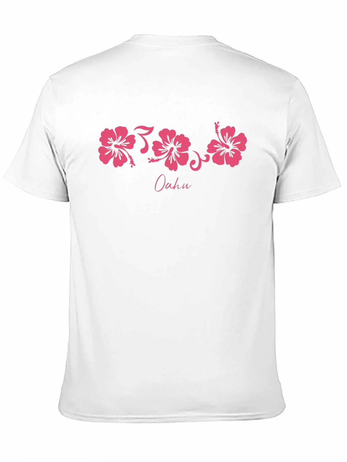 Oahu Pink Hibiscus Flower Graphic Black T-Shirt