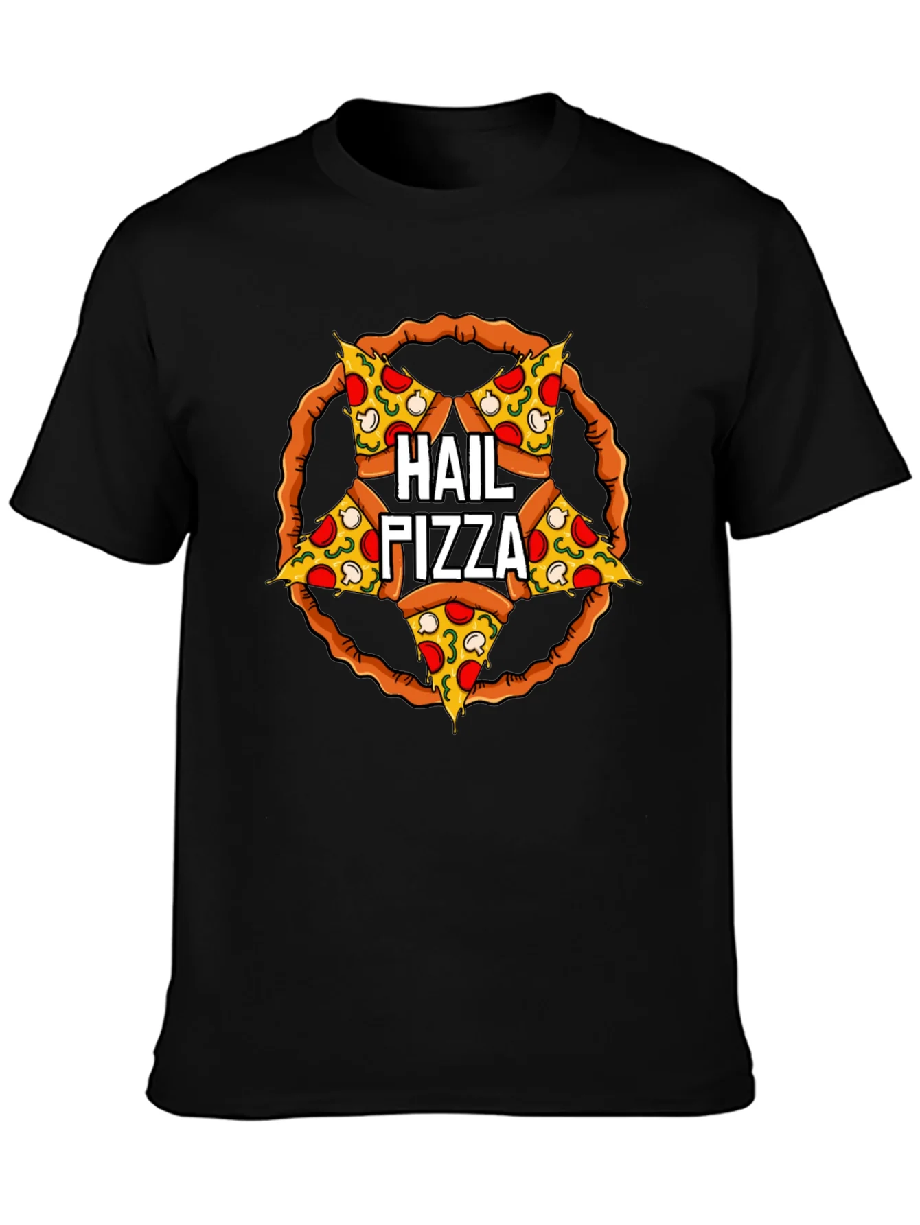 Hail Pizza Pentagram T-Shirt - Funny Graphic Tee