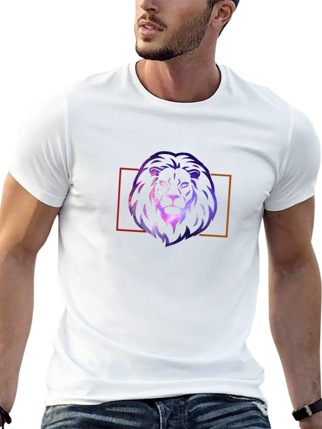Galaxy Lion Graphic Tee - Stylish Mens Black T-Shirt