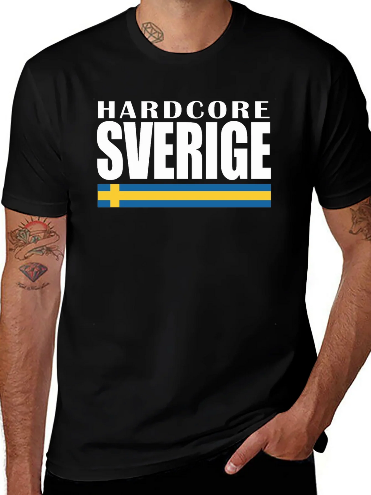 Hardcore Sverige Tee - Sweden Flag Shirt