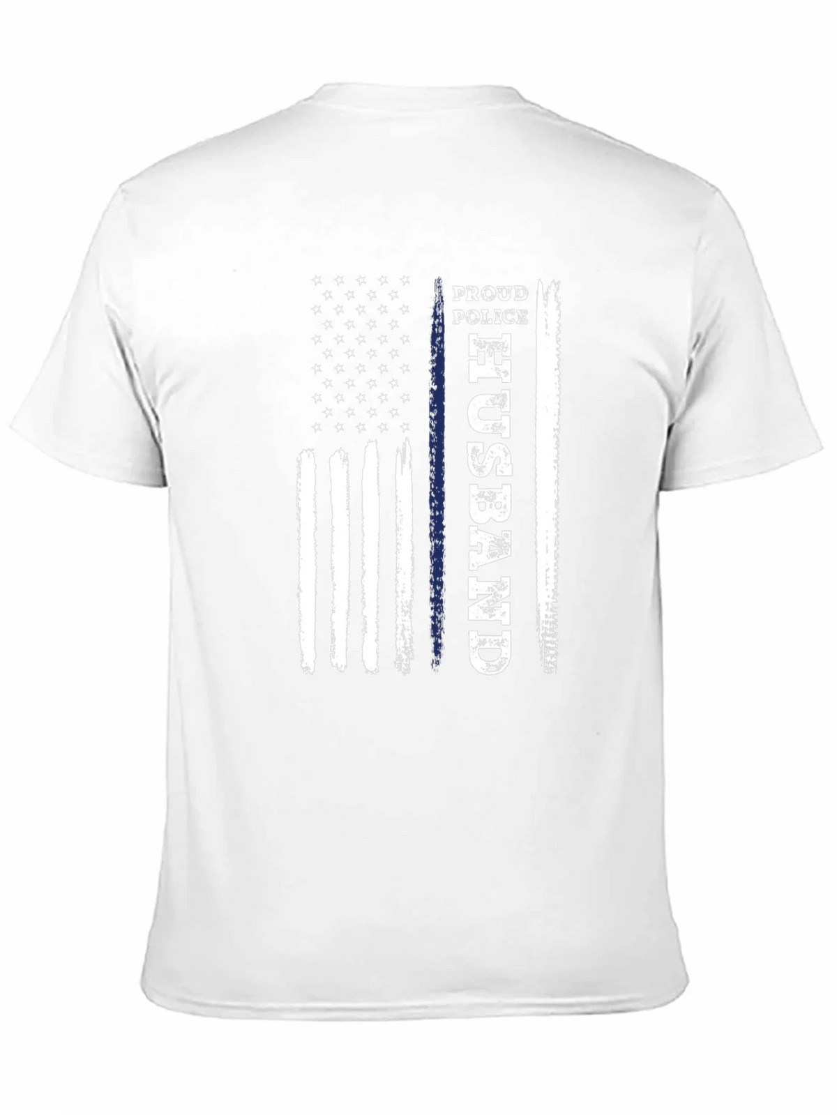 Proud Police Husband American Flag Graphic T-Shirt