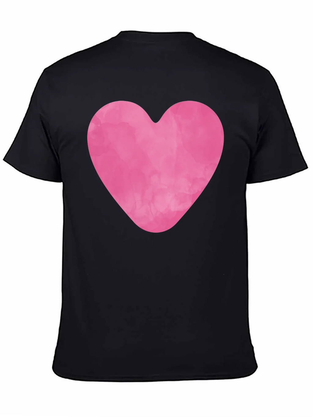 Pink Heart Graphic Black Tee