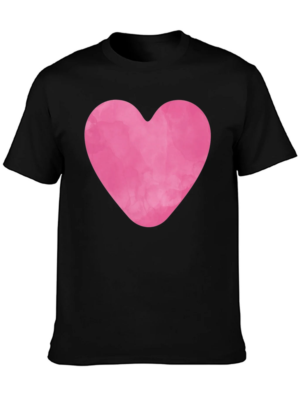 Pink Heart Graphic Black Tee