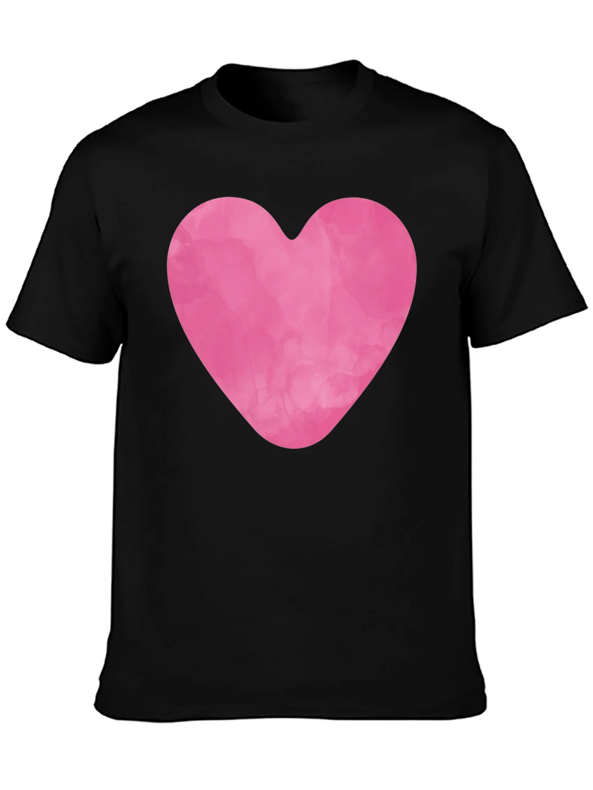 Pink Heart Graphic Black Tee