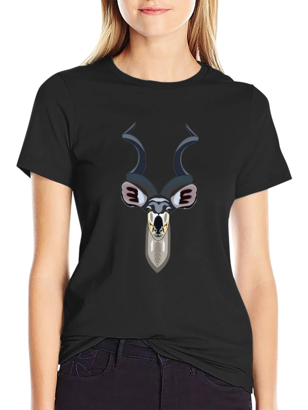 Kudu Head Graphic Tee - Black