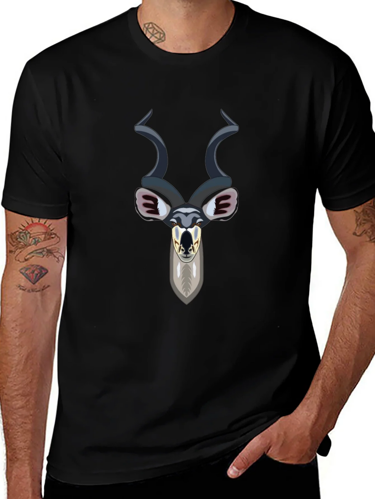 Kudu Head Graphic Tee - Black