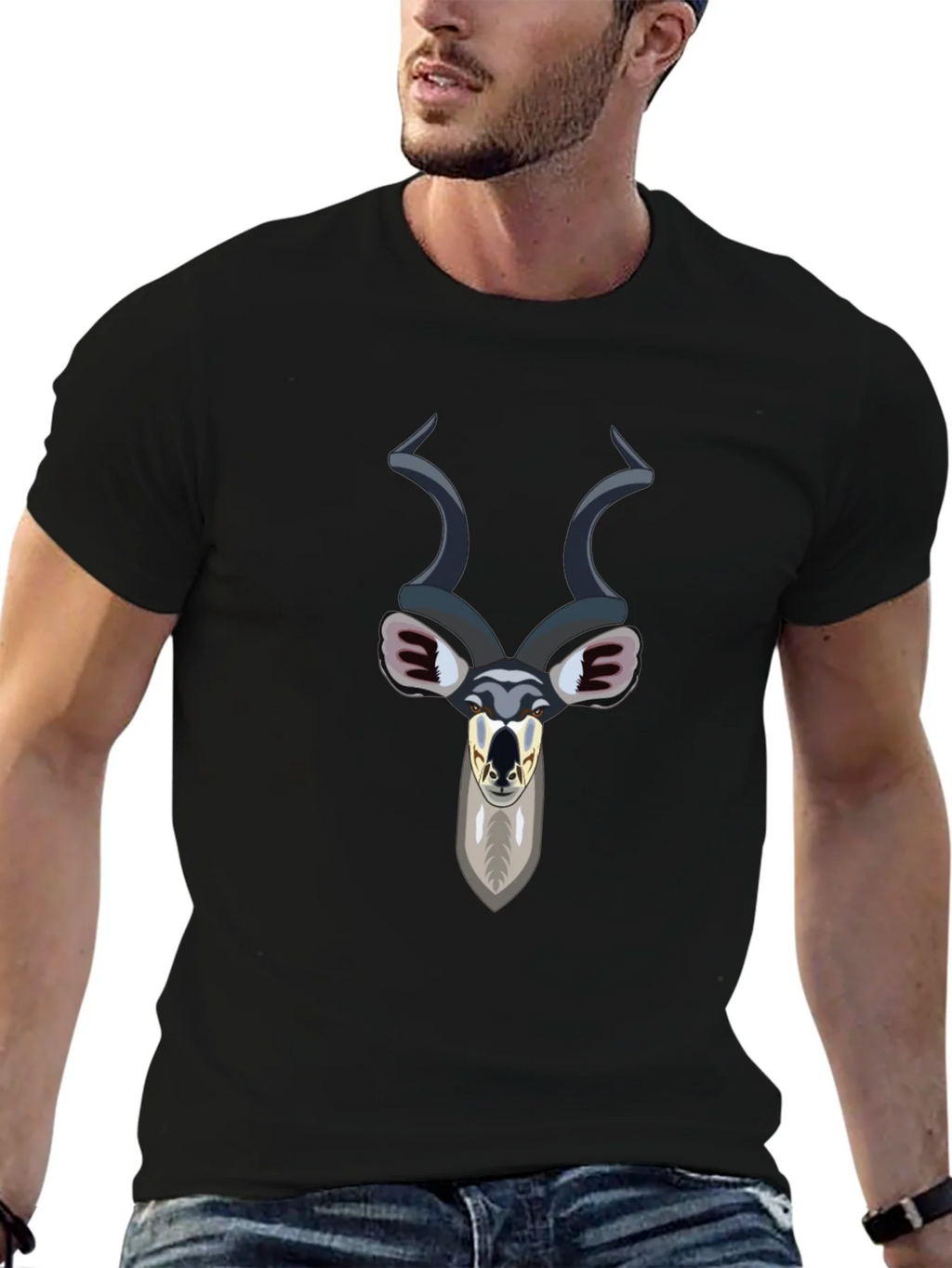 Kudu Head Graphic Tee - Black