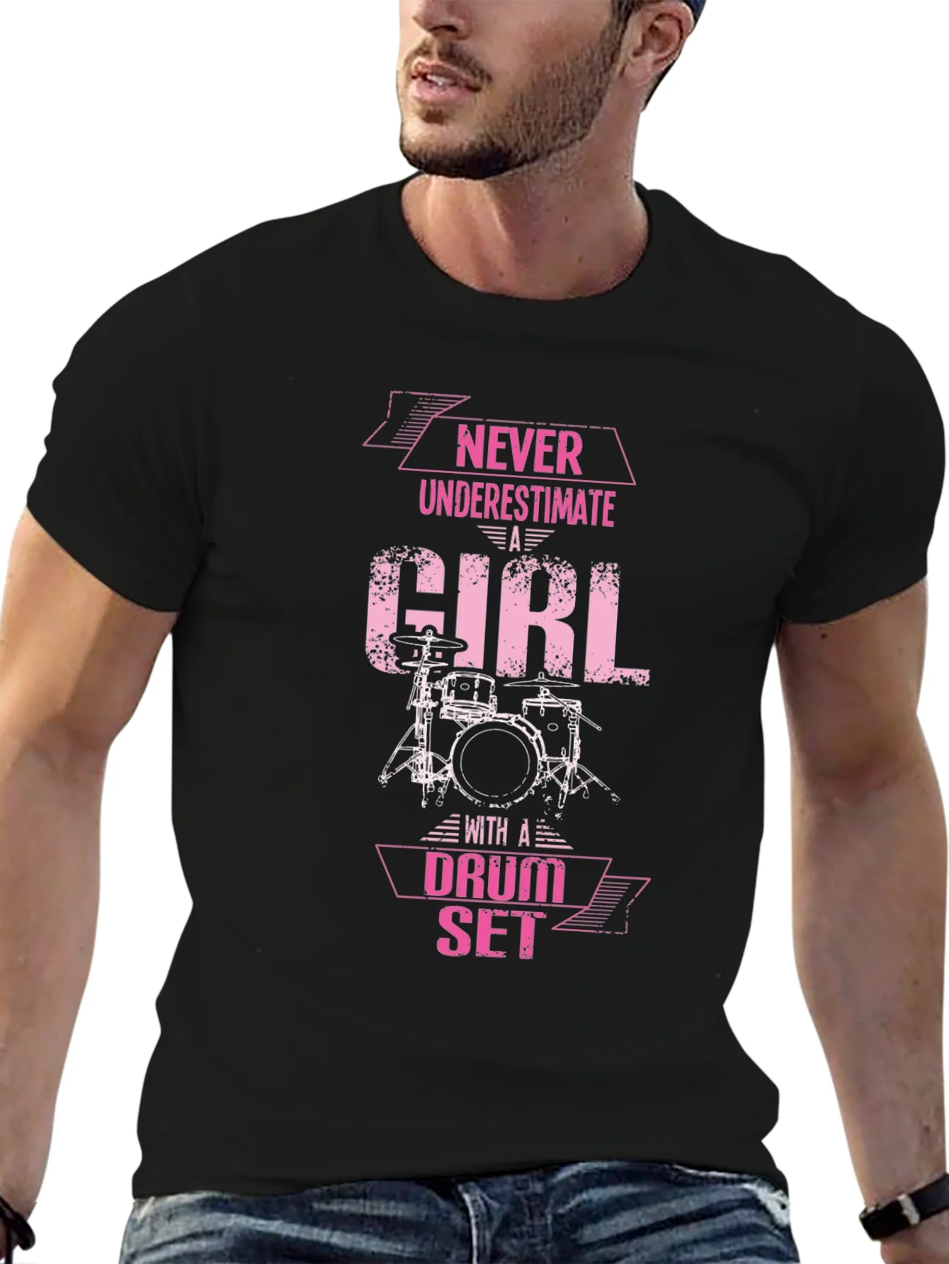 Never Underestimate a Girl Drum Set T-Shirt