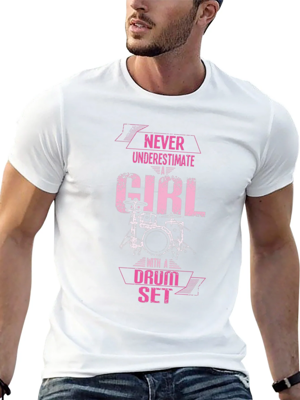Never Underestimate a Girl Drum Set T-Shirt