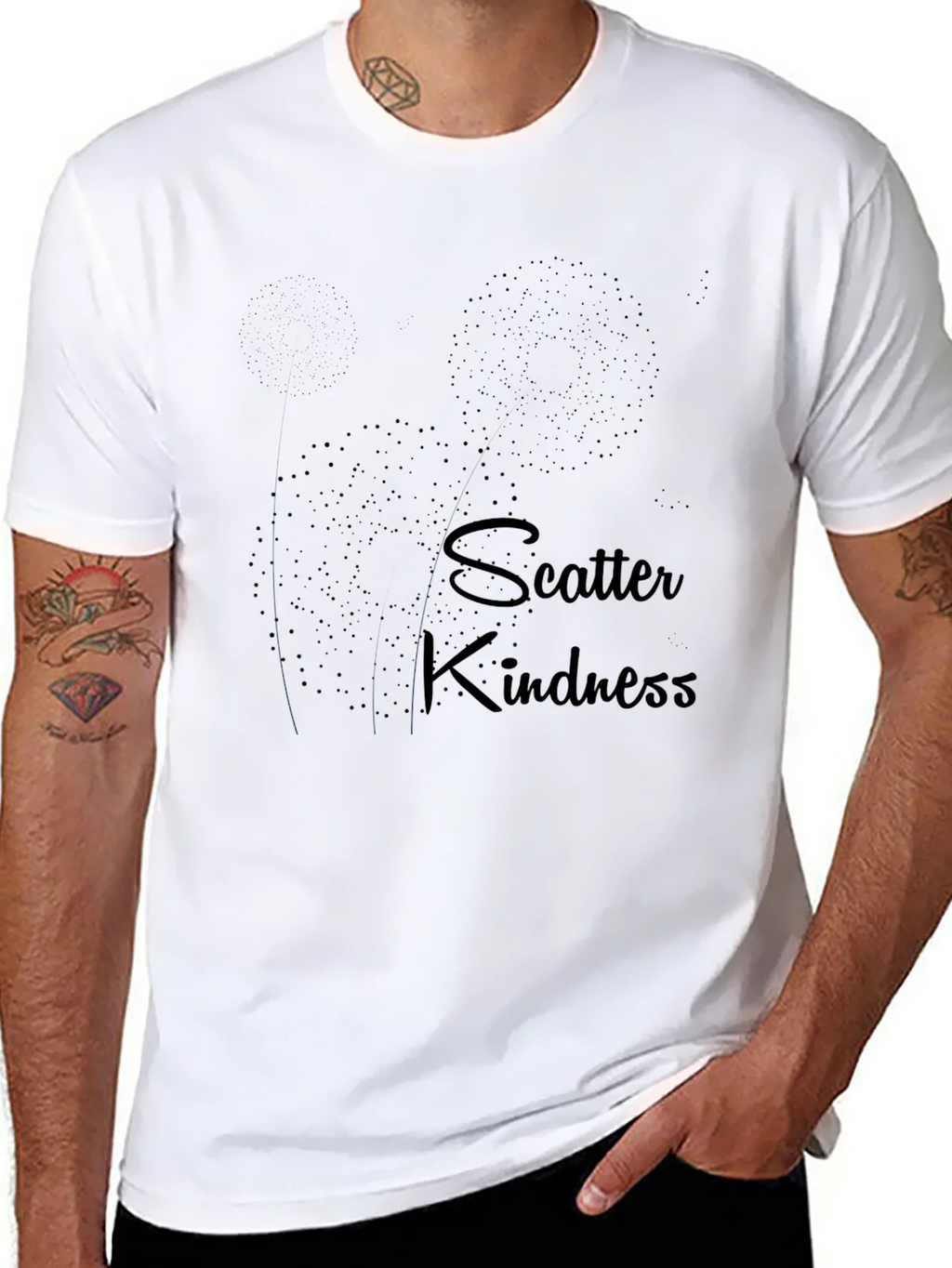 Scatter Kindness Black Graphic Tee for Men