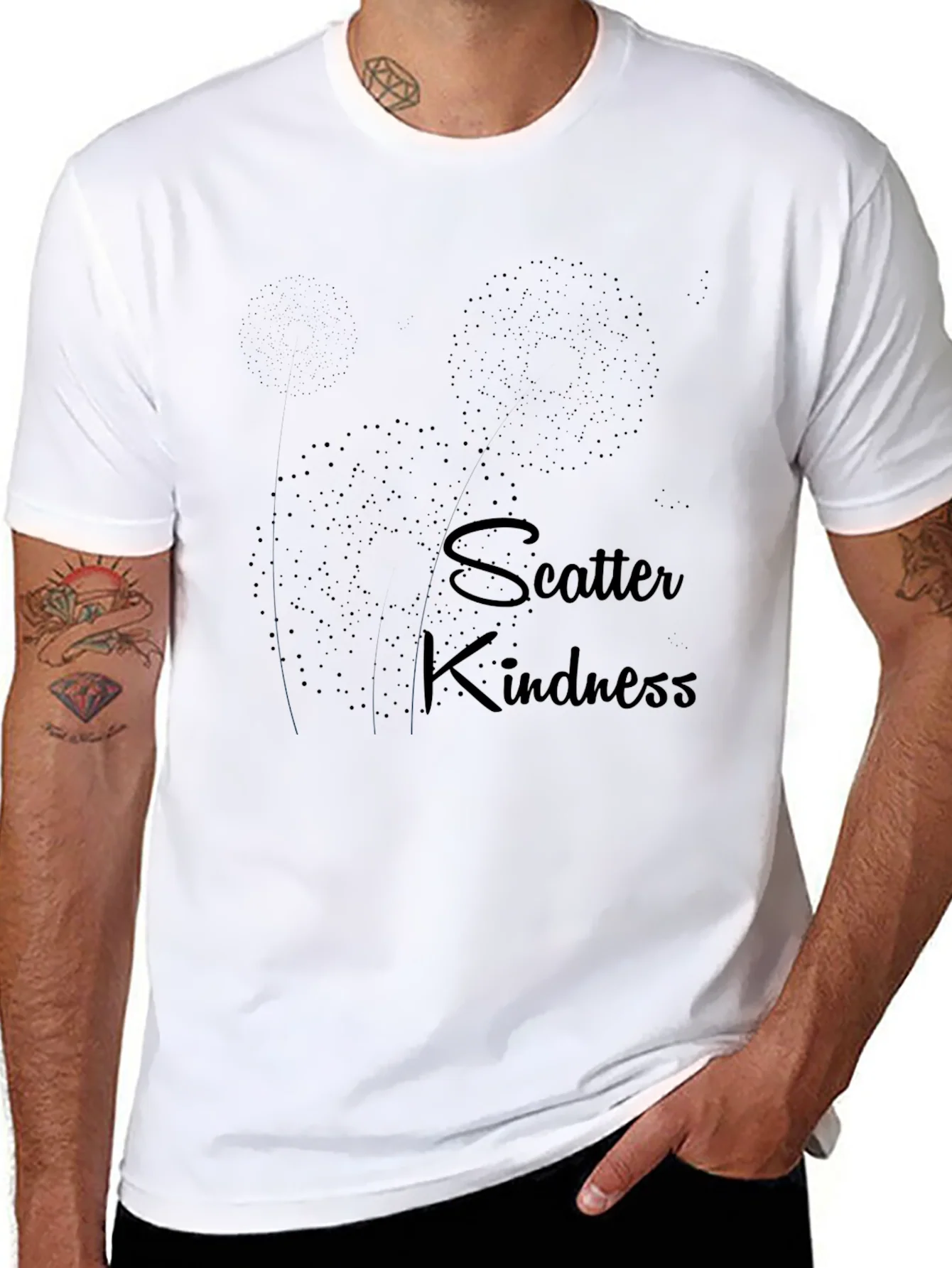 Scatter Kindness Black Graphic Tee for Men