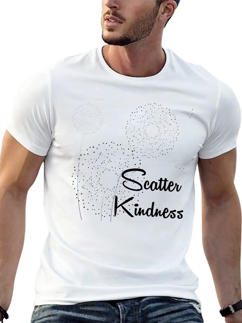 Scatter Kindness Black Graphic Tee for Men