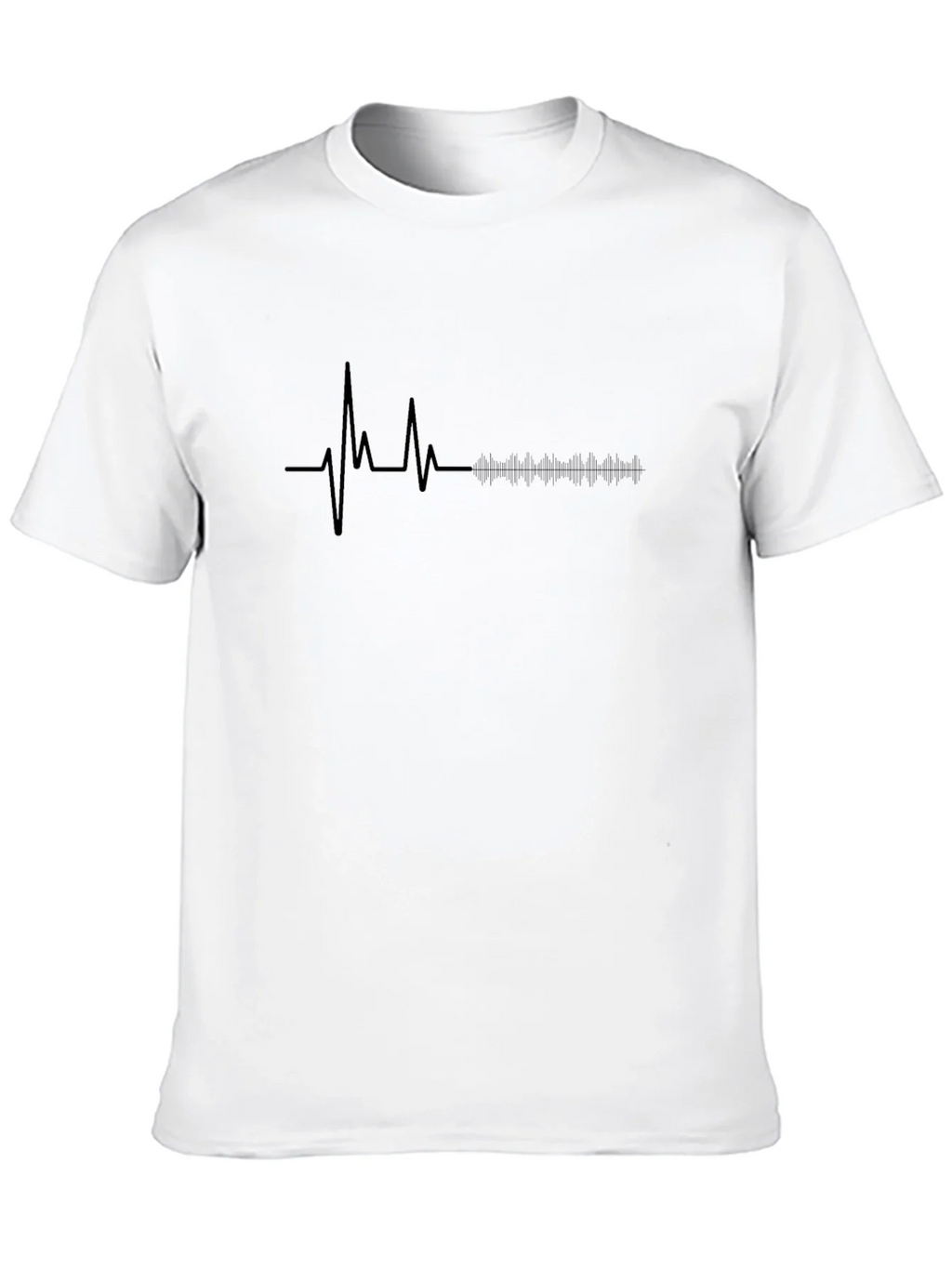 Heartbeat Rhythm Graphic Tee - Stylish Black T-Shirt