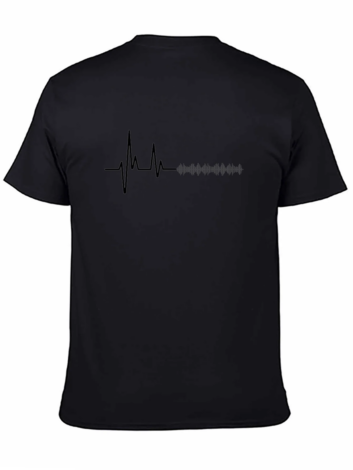 Heartbeat Rhythm Graphic Tee - Stylish Black T-Shirt