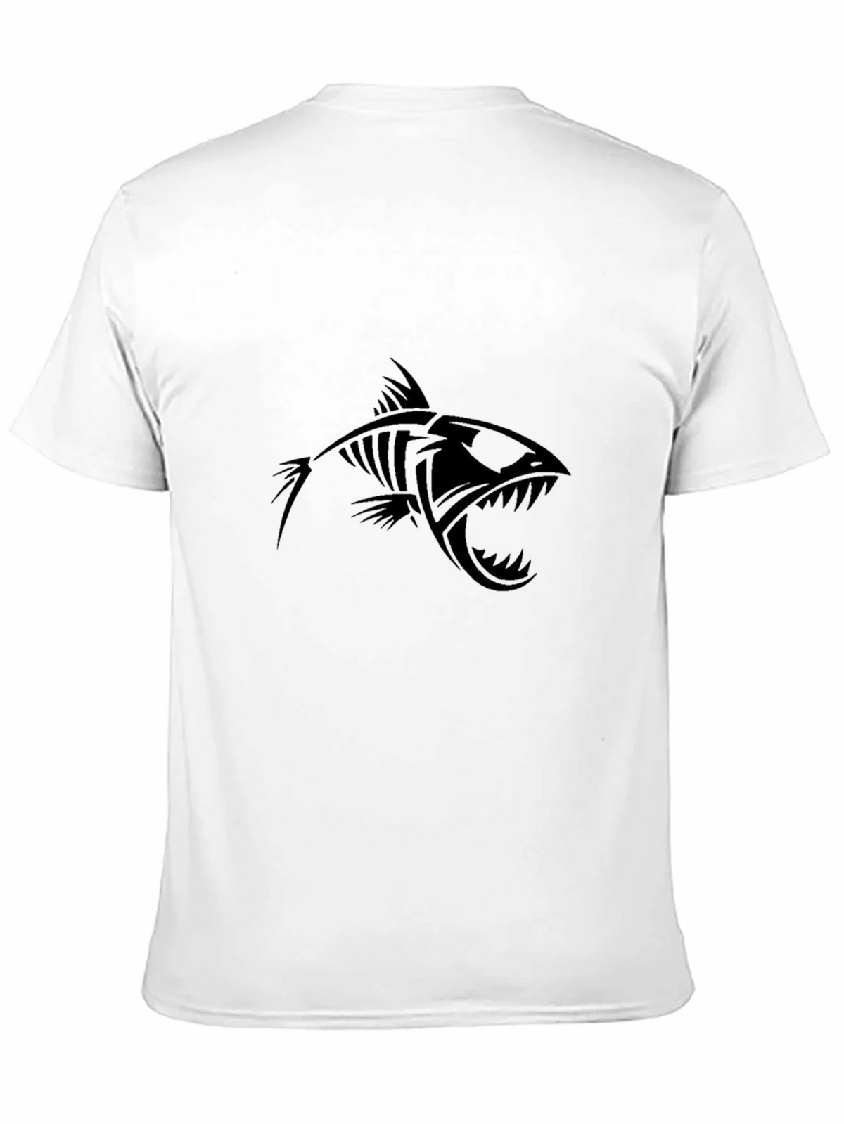 Edgy Fish Skeleton Graphic Black T-Shirt