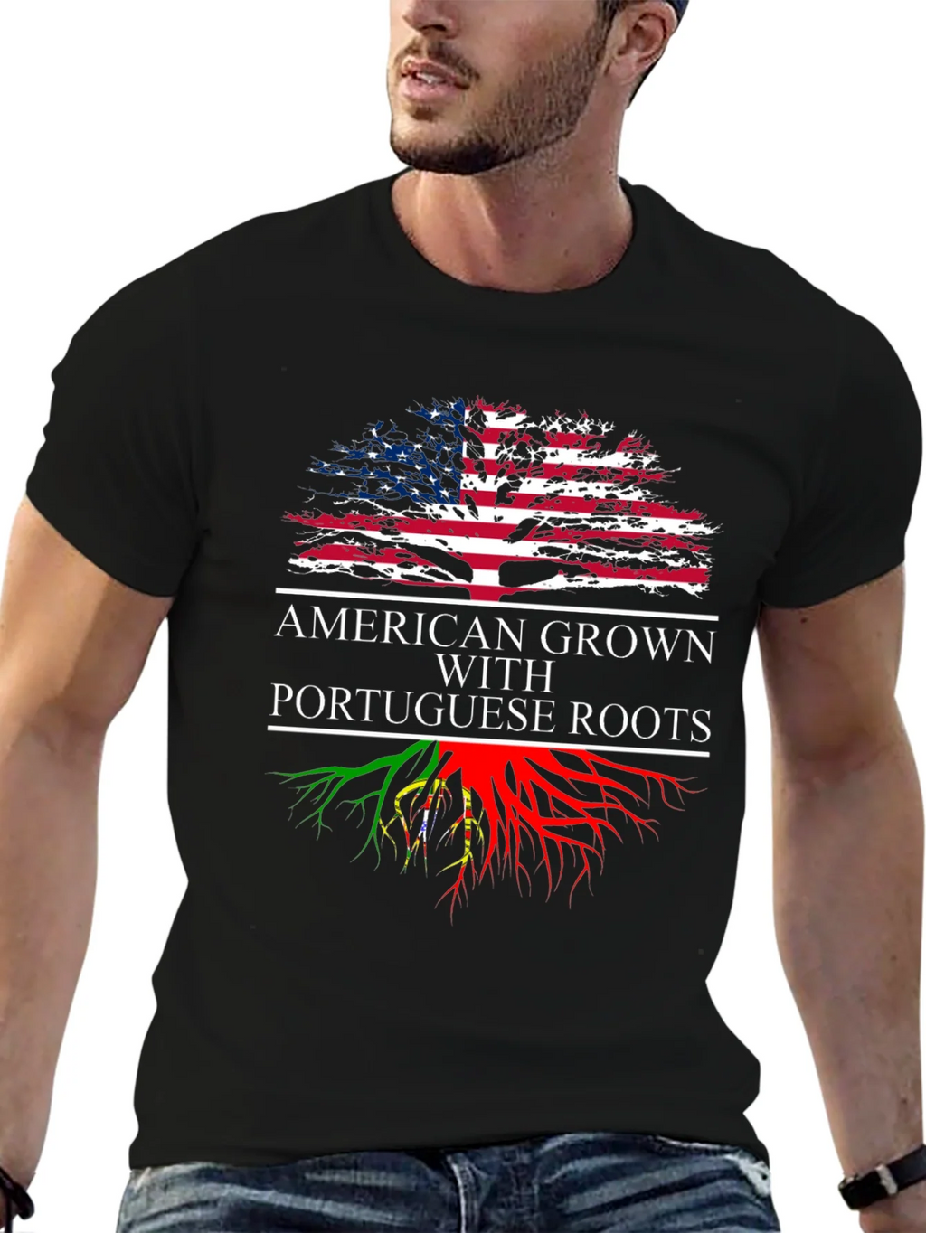 American Grown with Portuguese Roots Graphic T-Shirt