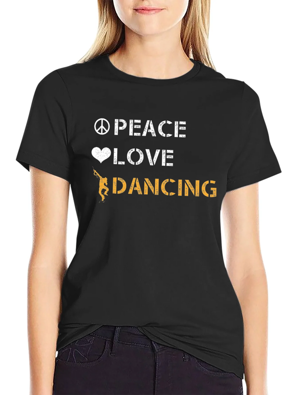 Peace Love Dancing Graphic Tee - Cool Dancer T-Shirt