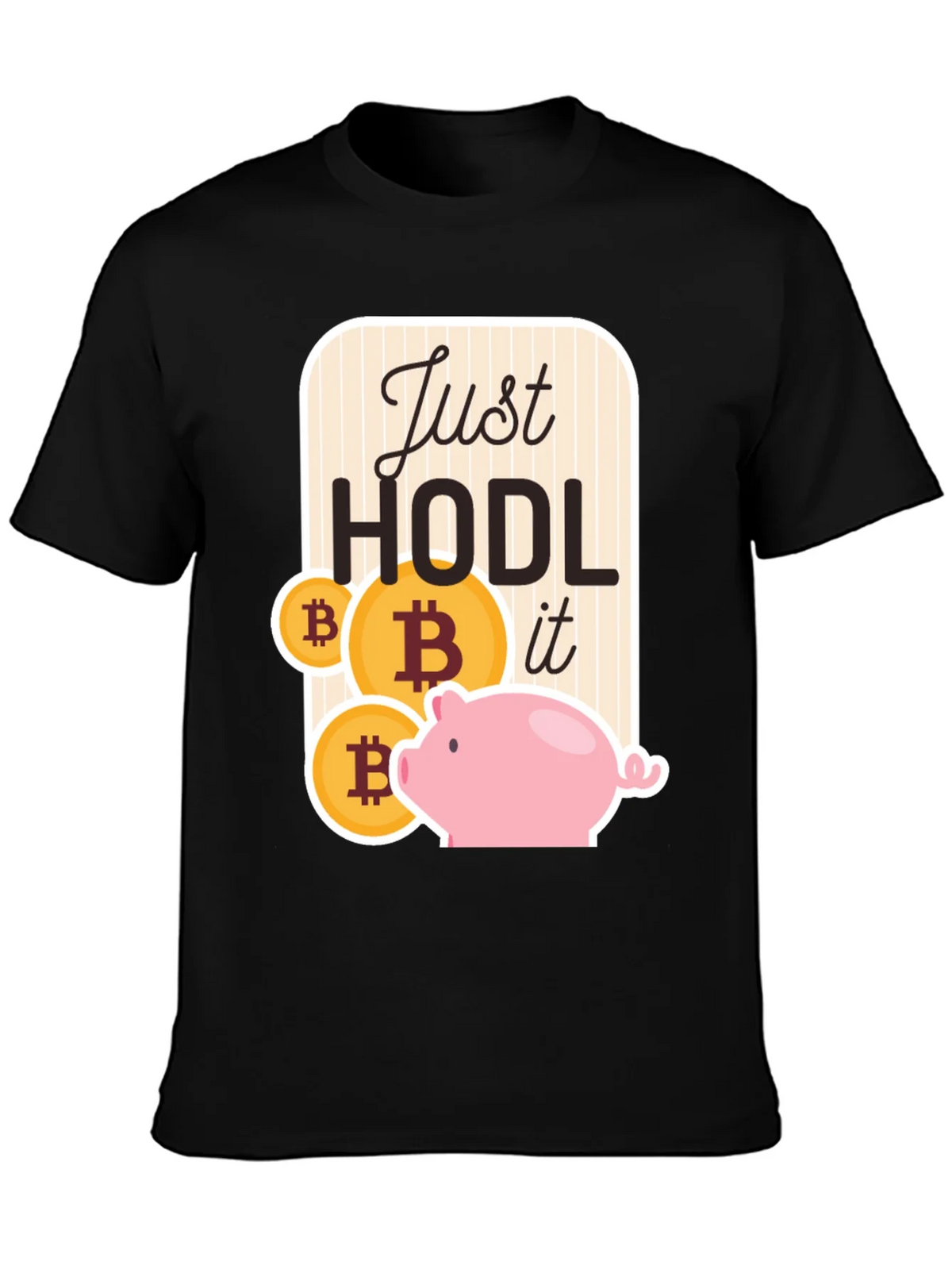 Just Hodl It Bitcoin Piggy Bank Black T-Shirt