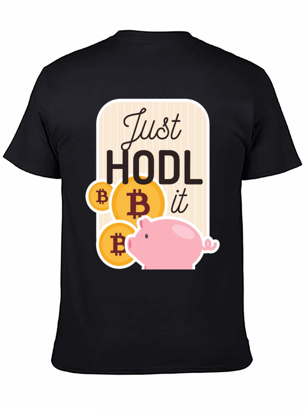Just Hodl It Bitcoin Piggy Bank Black T-Shirt