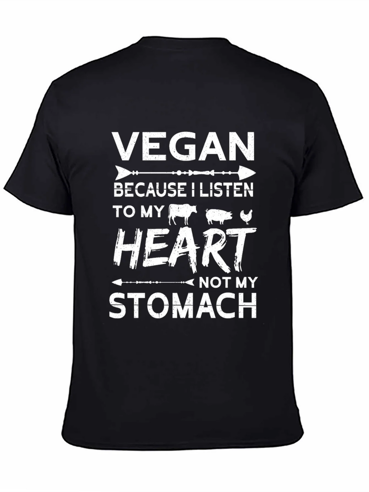 Vegan Heart Listen T-Shirt - Unisex Black Tee