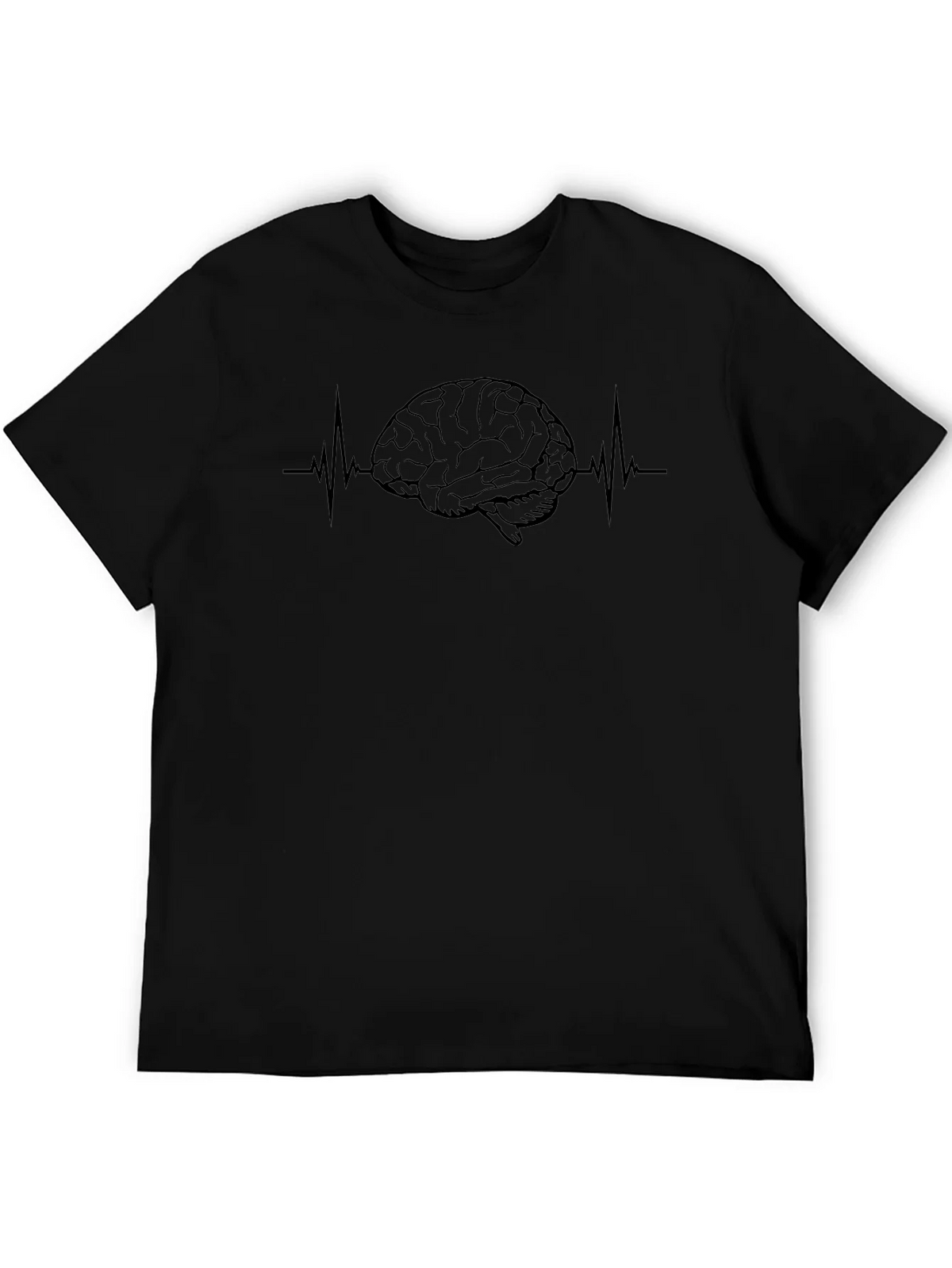 Brain Heartbeat Graphic Tee - Black