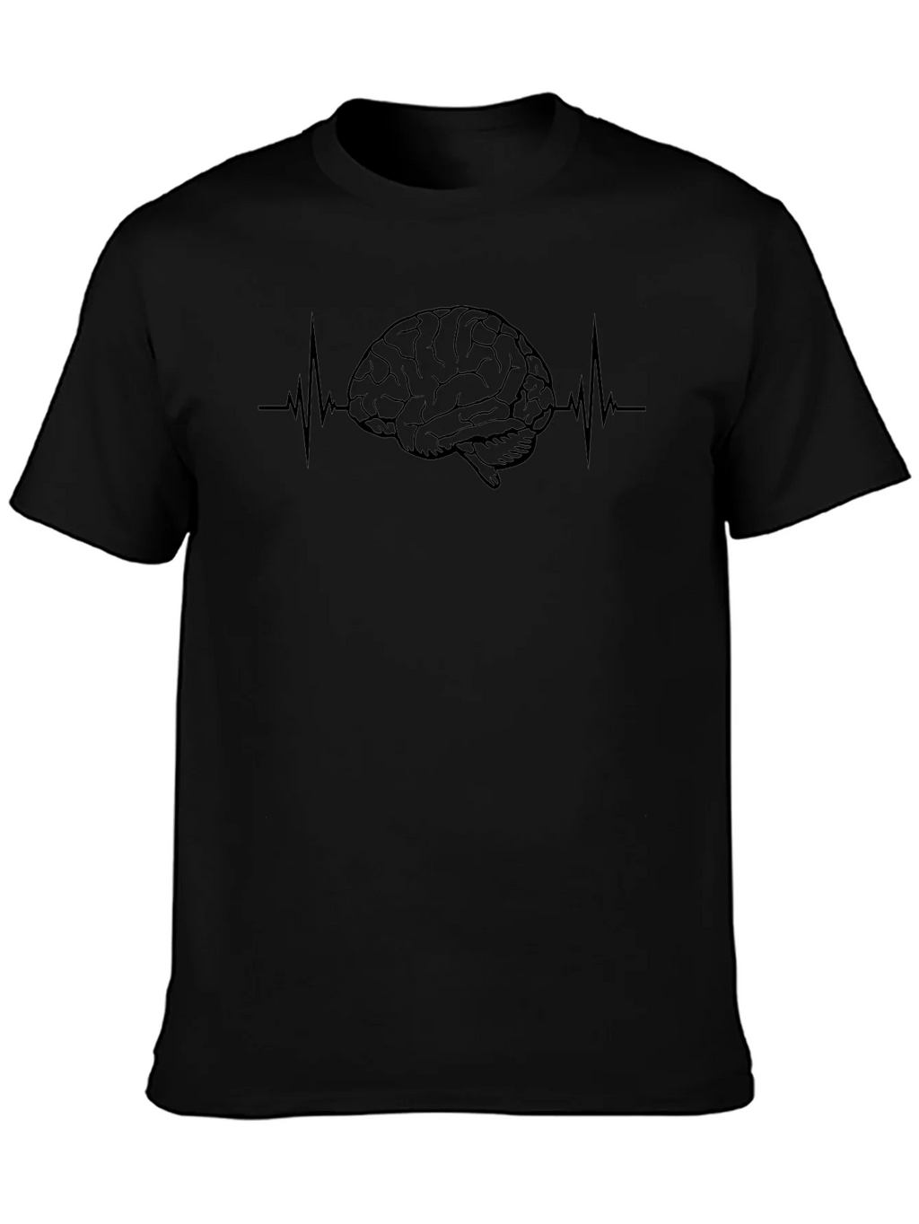 Brain Heartbeat Graphic Tee - Black