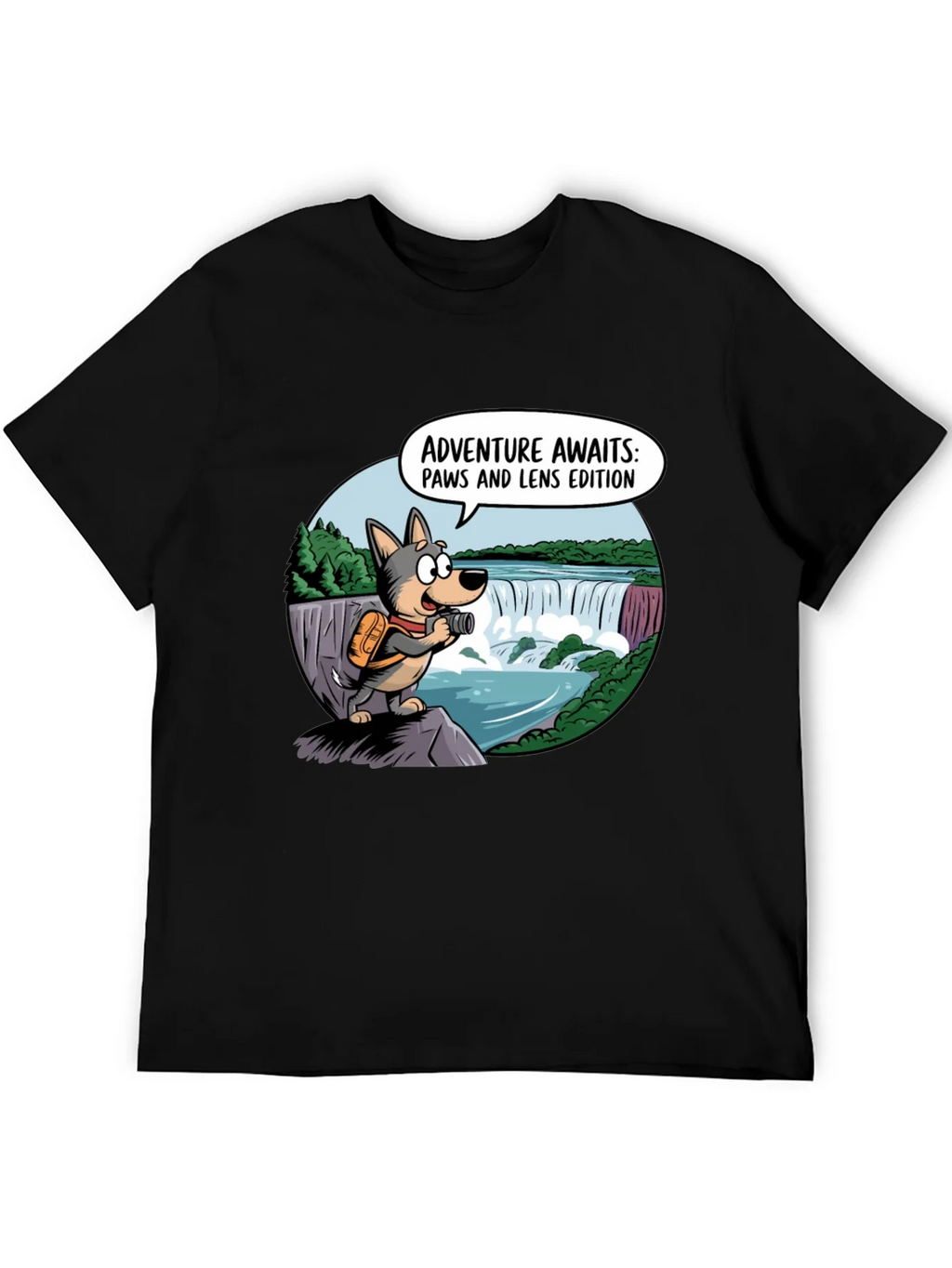 Adventure Awaits Dog T-Shirt Paws & Lens Edition