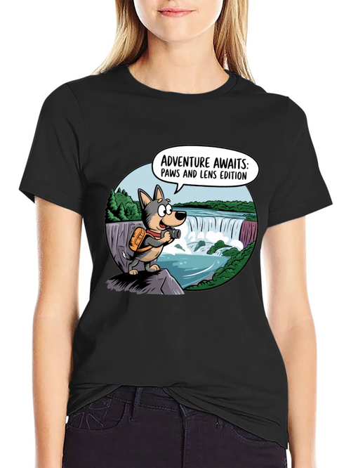 Adventure Awaits Dog T-Shirt Paws & Lens Edition