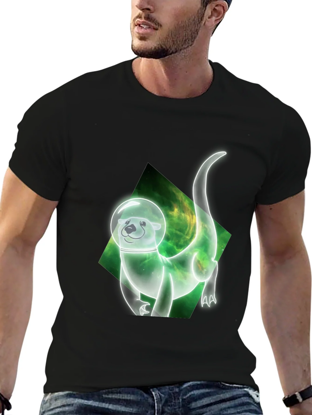 Space Otter Graphic Tee - Black