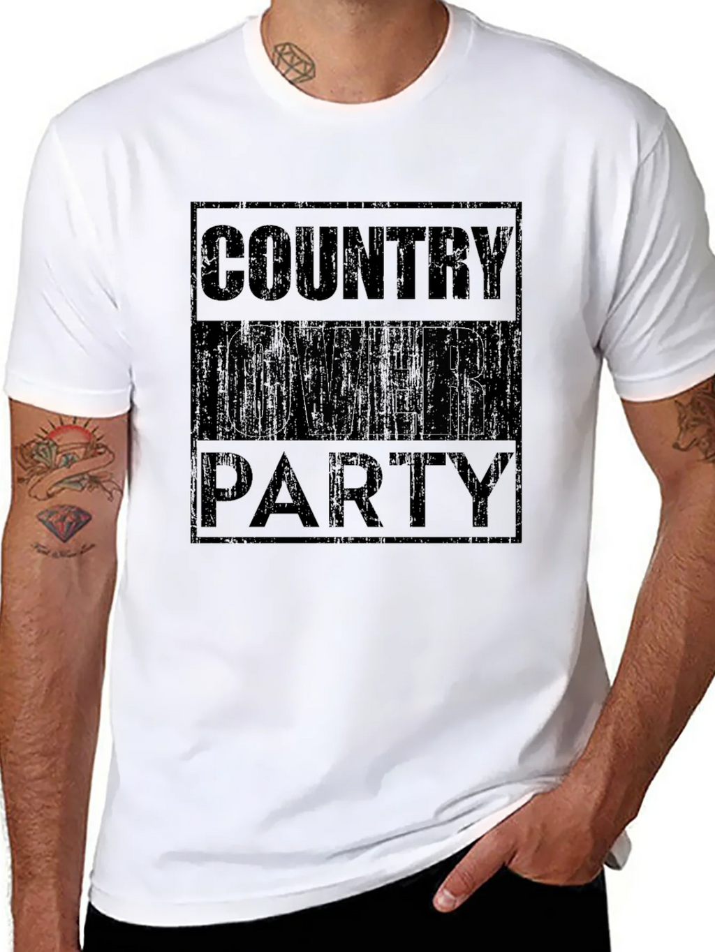 Country Over Party Graphic T-Shirt - Casual Wear