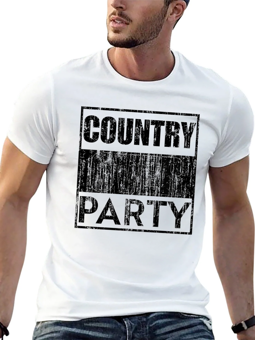 Country Over Party Graphic T-Shirt - Casual Wear