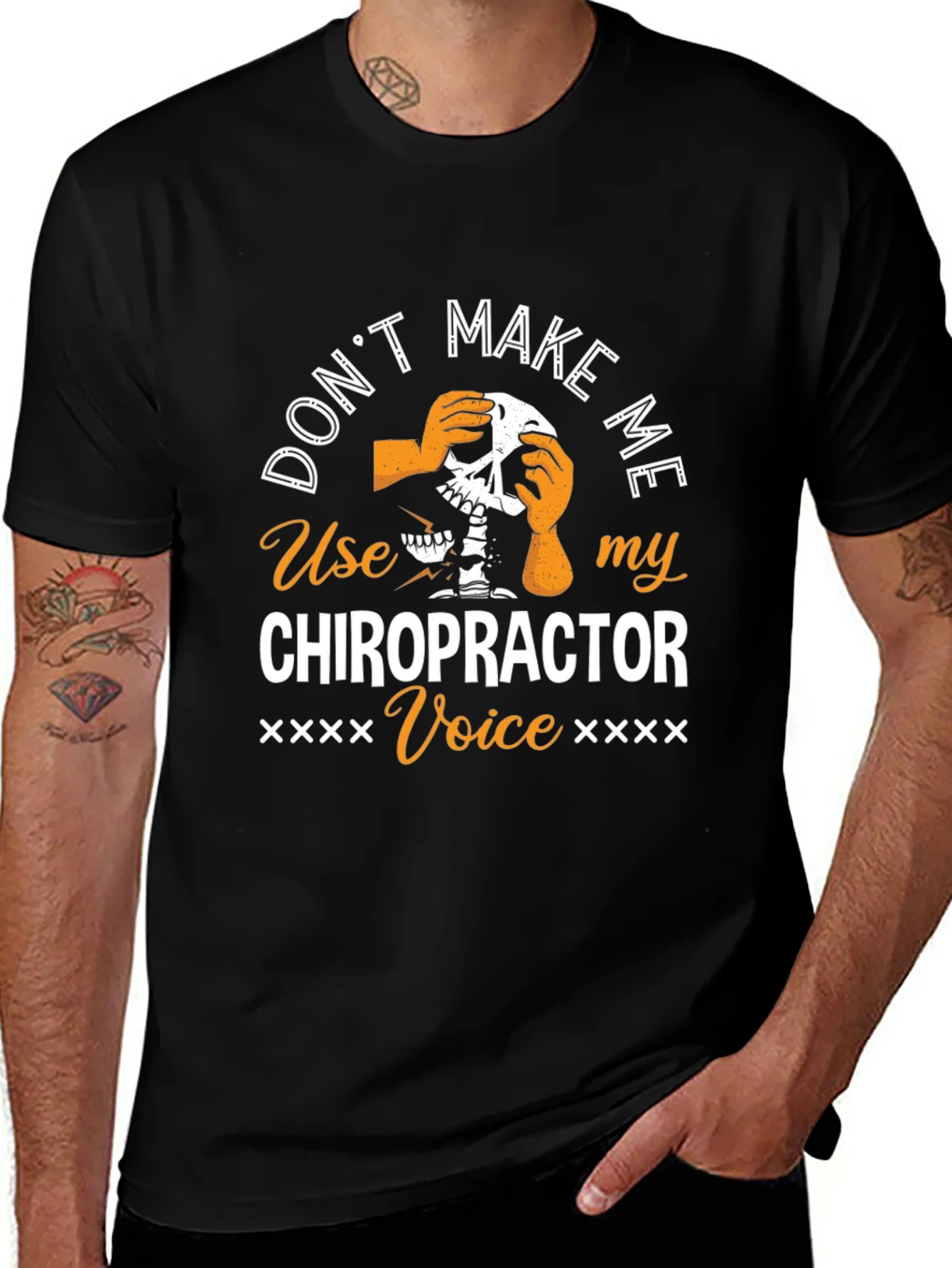 Chiropractor Voice T-Shirt - Funny Skeleton Graphic Tee