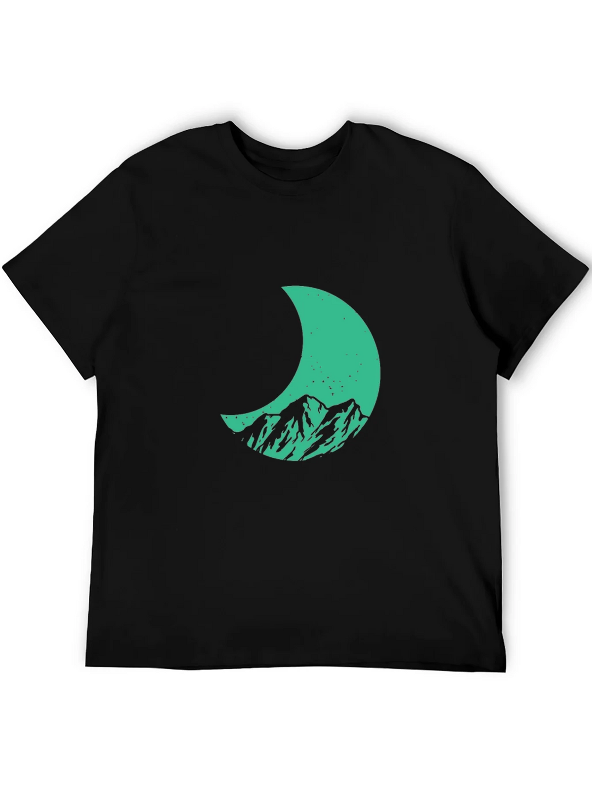 Mountain Moon Graphic Tee - Stylish Black Cotton T-Shirt