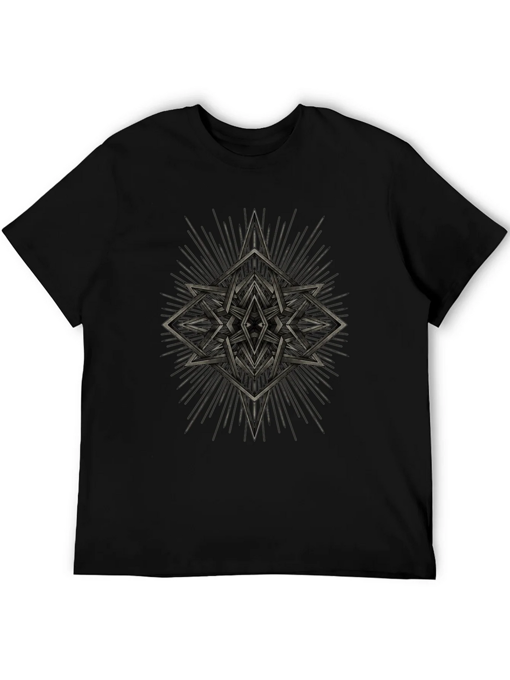 Geometric Starburst Graphic Tee - Black