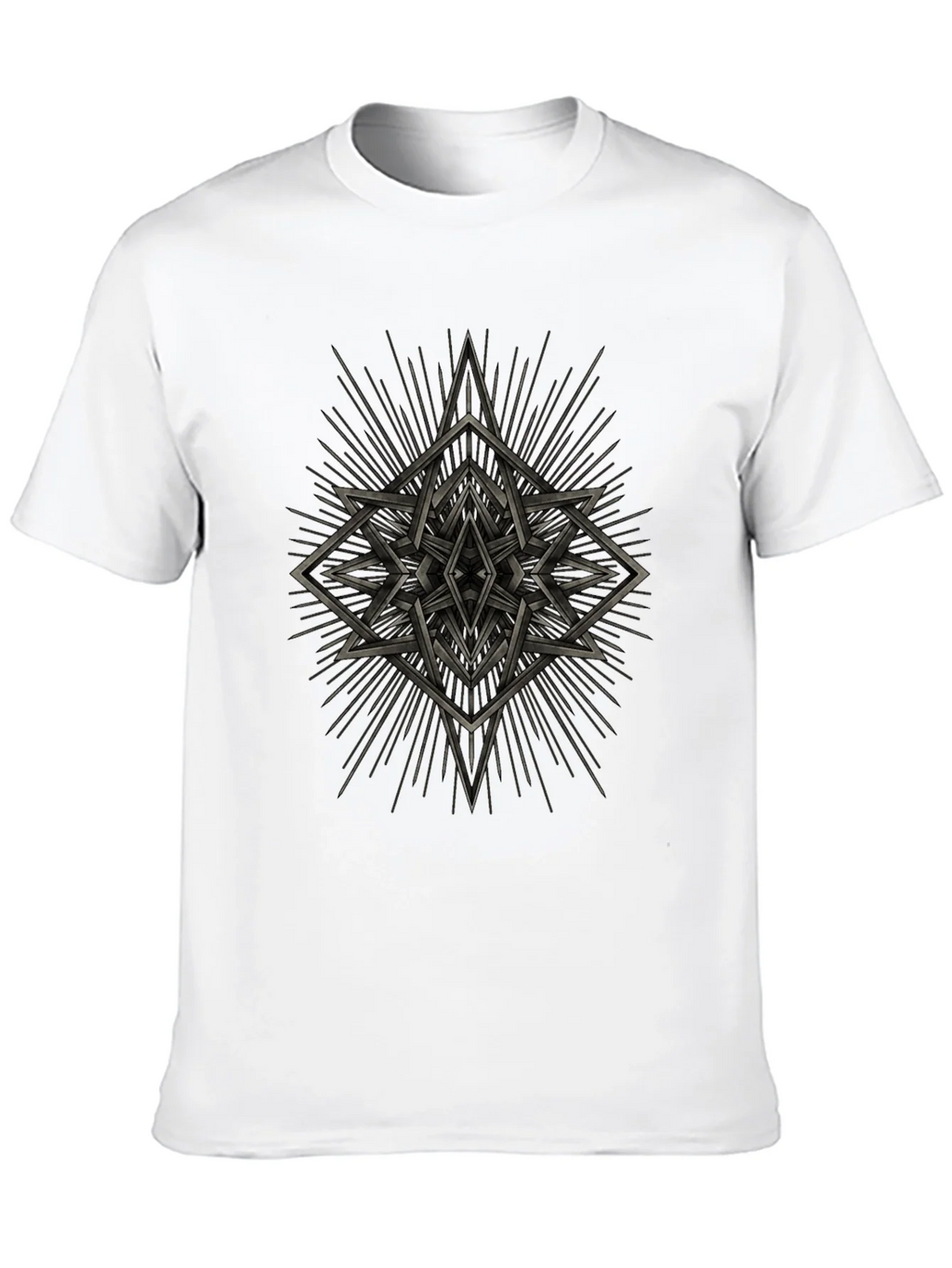 Geometric Starburst Graphic Tee - Black