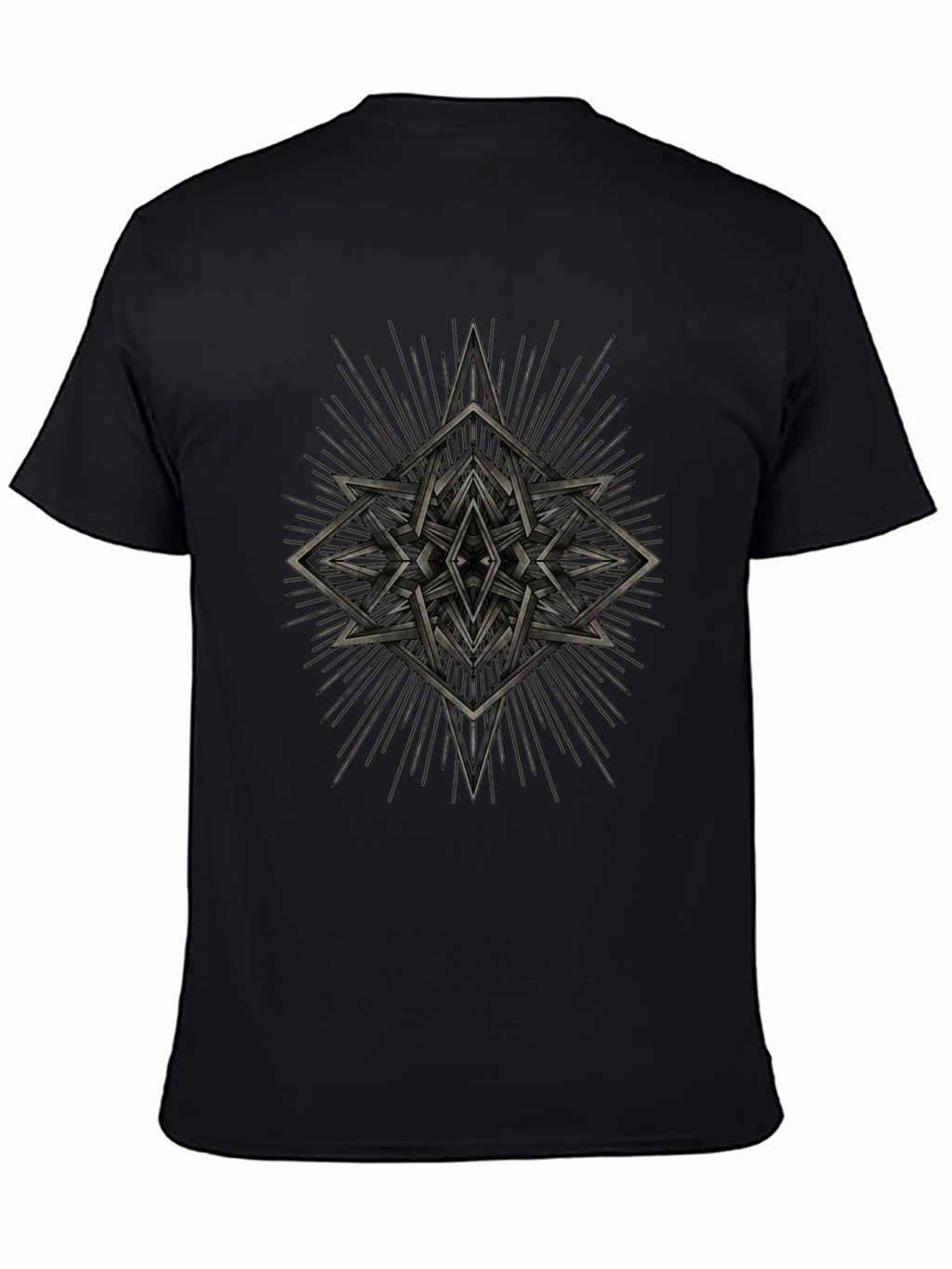 Geometric Starburst Graphic Tee - Black